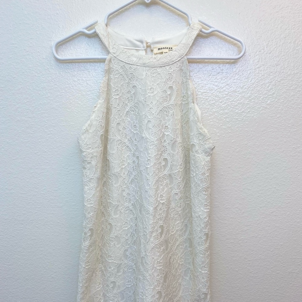 White lace halter top dress